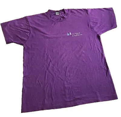 VINTAGE Lake Tahoe Men T-Shirt L Purple Graphic Short Sleeve Single Stitch Tee • $11.79