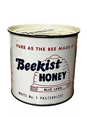 Beekist Honey Blue Label 4 LBS Tin Vintage White Ontario Toronto Canada • $95