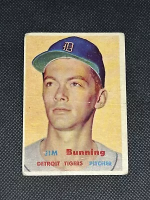 1957 TOPPS JIM BUNNING #338 Rookie Card Tigers Small Crease • $0.99