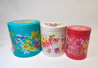 Pioneer Woman Canisters Metal Floral  Set Of 3 **Metal Rust/Chip Damage F • $17