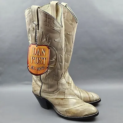 Dan Post Boots Vintage Womens Western Boots Size 7 C Gray Leather Cowgirl Shoes • $149.99