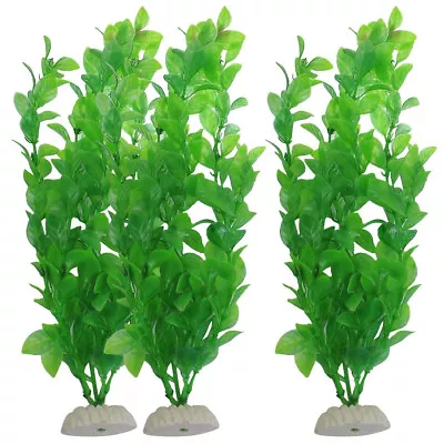 $5.99 • Buy 3pcs Artificial Aquarium Fish Tank Green Plastic Plant Decoration 10-Inch Tall