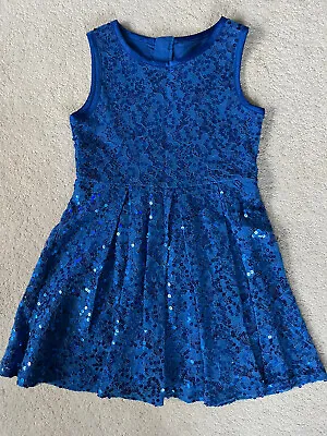Yumi Girls Blue Sequin Lined Party Dress 5 - 6 Years • £7.95