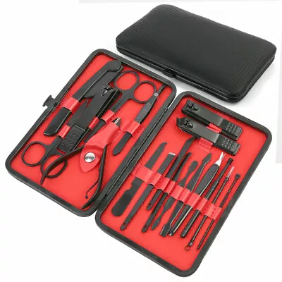 18PCS Pedicure Tool Manicure Set Nail Clippers Cleaner Cuticle Grooming Kit Case • $10.44