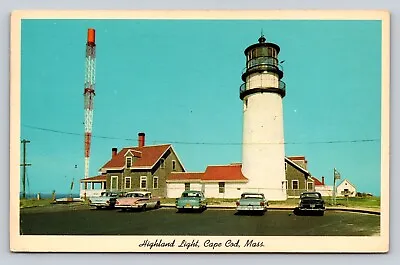 White Border Vintage Pink Oldsmobile Automobiles Highland Light Cape Cod Mass PC • $9