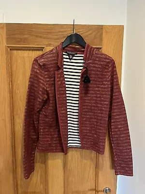 Gorgeous Women’s Maison Scotch Berry Red Glitter Jersey Blazer Jacket Size 2 10 • £19.99