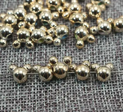 200pcs Metallic Golden Color Acrylic Mini Mouse Face Beads 10mm Jewelry Making • $3.39