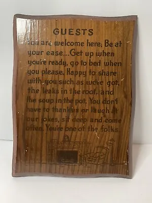 Vintage Wooden Wall Plaque Guests You Are Welcome Here Cabin Rental Cottage • $23