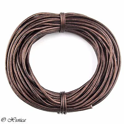 Xsotica®  Brown Metallic Round Leather Cord 1.5mm 10 Meters (11 Yards) • $4.30