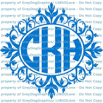 Custom Ornamental Oval Monogram Decal Your Initials 3 Letters Personalized Fancy • $4.95