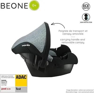 Nania BEONE Baby Car Seat Group 0+ (0-13kg) - (Silver) • £20