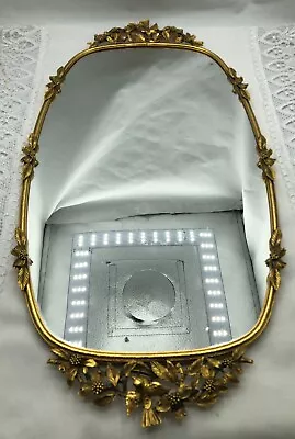 VINTAGE MATSON Dogwood Bird 24K Gold Plated Ormolu Filigree Mirror Dresser Tray • $100