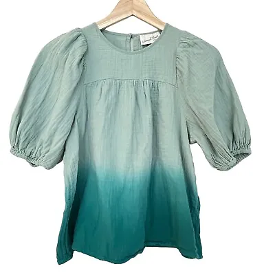$7.99 • Buy Universal Thread Womens Dip Dye Ombre Puff Short Sleeve Gauze Blouse Size XS