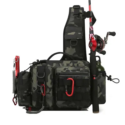 $40.80 • Buy Fishing Tackle Bag Single Shoulder Crossbody Tactical Waist Pack Fish Lures Bag
