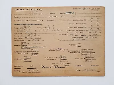 Engine Record Card 423 40423 4-4-0 2P Midland LMS Steam Built Midland Railway • £16.99