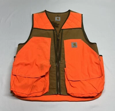 $87.99 • Buy Vintage Carhartt Hunting Duck Vest Blaze Orange - Zippers - Upland Bird Shooting