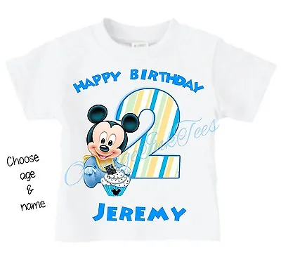  Baby Mickey Mouse CHOOSE AGE AND NAME Custom T-shirt Personalize Birthday • $9.99