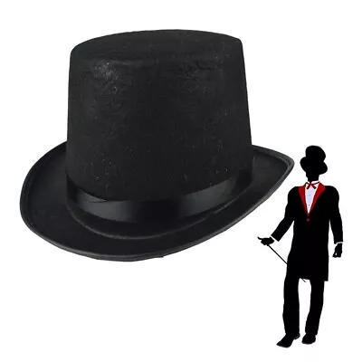 Fabric Black Top Hat Costume Accessory Jazz Cap Magician Hat  Kids Adult • $15.08