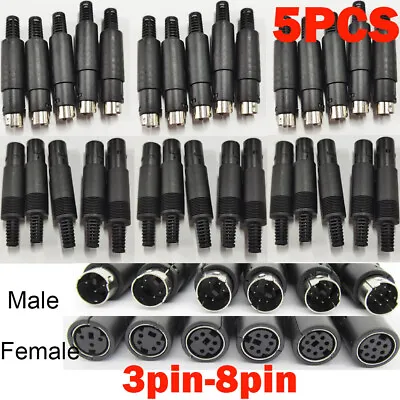 5X Mini DIN Plug Jack Connector With Black ABS Plastic Handle 3pin To 8pin • $9.99