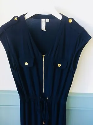 Navy Trouser Playsuit With Zip Front Size M • £11.99