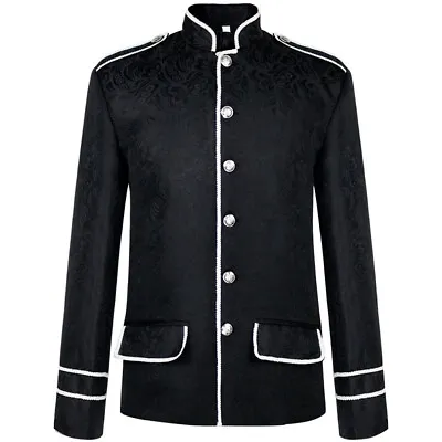 Steampunk Men Jacquard Coat With White Trim Victorian Jacket Vintage Coat Gothic • $29.99