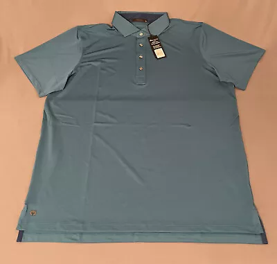 Greyson Golf Shirt Polo Tala XL Blue Green Caymen Polyester Spandex NWT MSRP $90 • $41.13