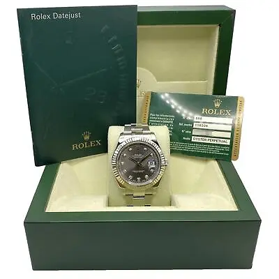 Rolex Datejust II 116334 Steel Rhodium Diamond Dial Automatic Watch Full Set • $11899