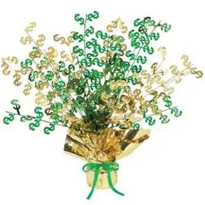 Money Sign $ Gleam N Burst Centerpiece 15  Foil Casino Vegas Gambling Decoration • $5.39