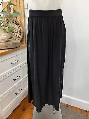 WITCHERY Black Silk Maxi Skirt Size 16 • $20.50
