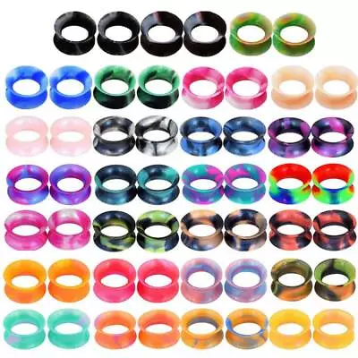 100Pcs Soft Silicone Ear Gauges Tunnels Plugs Expander Ear Piercing Wholesale • $25.99