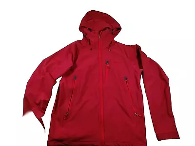 Marmot Mens Medium Red Fulll Zip Hooded Rain Jacket Coat Nylon • $34