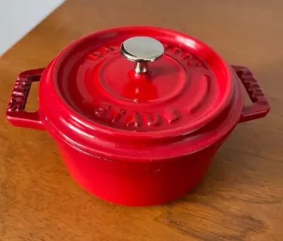 Staub Enameled Cast Iron Mini Round Cocotte #10 3 7/8  0.25 Quart In Red! • $49.99