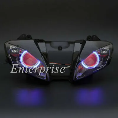 $319.99 • Buy Headlight Kit Assembly For Yamaha YZF R6 2008-2014 Red Demon Eyes+Blue Halo+HID