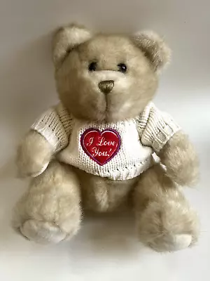 Teddy Bear Plush Stuffed Animal Toy White Knitted Sweater Red Heart I Love You • $7.46