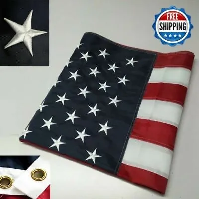 3' X 5' FT Embroidered U.S.A. American Flag With Brass Grommet HIGH QUALITY USMC • $10.99