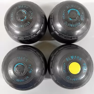 Almark Clubmaster Lawn Bowl Set X4 B99 Size 1 Heavy Black Yellow Sports Good -CP • £9.99