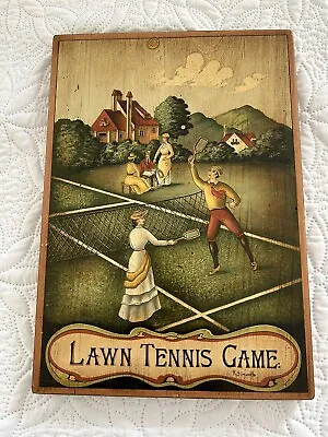 Wooden Wall Plaque Vintage - Lawn Tennis Game By R. Simonetto. • $30