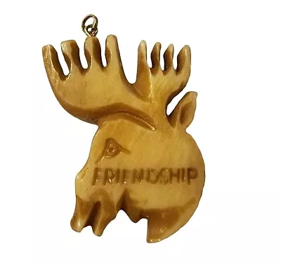 4 Pcs Moose  Friendship  Genuine Bone Hand-Carved Craft Jewelry Charms Pendants • $9.99