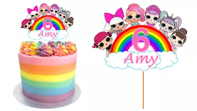 Lol Dolls Rainbow Cake Topper Personalised Glossy Cardstock   • £9.64