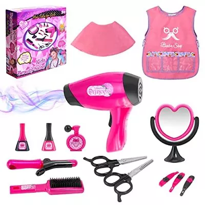 Girls Beauty Salon Set Pretend Play Hair Stylist Toy Kit With Barber Apron H... • $30.79