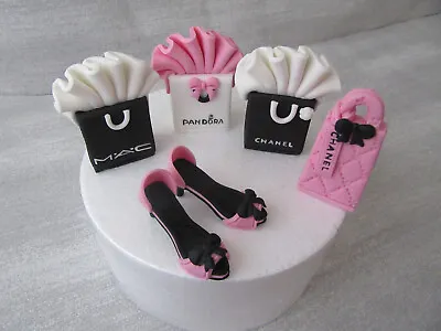 **Edible Handmade Shopping Bags Handbag Shoes Sugar Paste Fondant Cake Topper* • £24.99