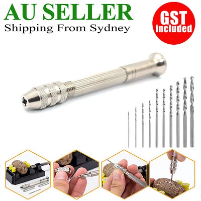 $6.21 • Buy Precision Pin Vise Hand Drill Set Of 10 Pieces Rotary Tools For Models Hobby DIY