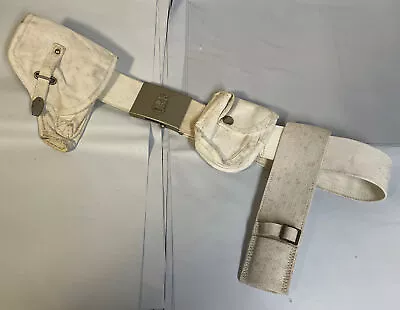 Vietnam War 1973 Italy Italian Military White MP Web Pistol Belt Air Force Vtg • $24.99