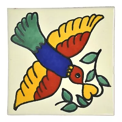 Quin - Handmade Mexican Ceramic Talavera Large 10.5cm Tile Ethically Sourced • £1.95