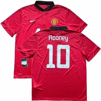 2013/14 Manchester United Home Jersey #10 Rooney XL Nike Champions League NEW • $160
