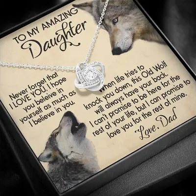 To My Daughter Necklace Wolf Dad Gift For Daughter LOVE YOU Necklace Daughter • $46.99