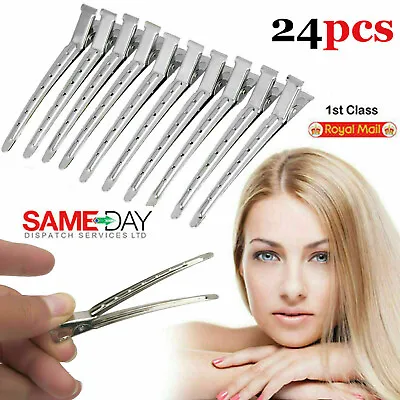 24 X Metal Hair Sectioning Clips Sprung Strong Grip Hairdressing Hair Clip  • £5.88