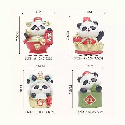 2024 New Year Panda Figurine Table Ornament Feng Shui Statue Ornament Car • £7.07