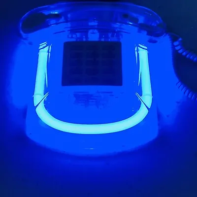 *Prop Or Parts* Vintage 80s Roxanne Cicena Blue Neon Clear Lucite Telephone 101 • $88.49