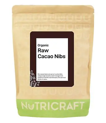 250g CACAO / COCOA NIBS (organic Raw) By NUTRICRAFT™  - Peruvian Criollo • £9.75